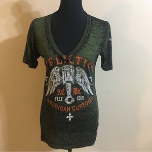 Affliction Moss Green/Black Tee
